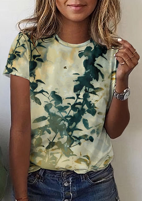 

Watercolor Branches Plant T-Shirt Tee, Multicolor, SCM014493