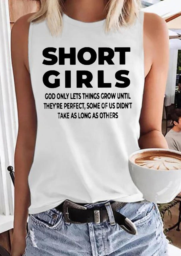 

Short Girls O-Neck Tank - White, SCM014494