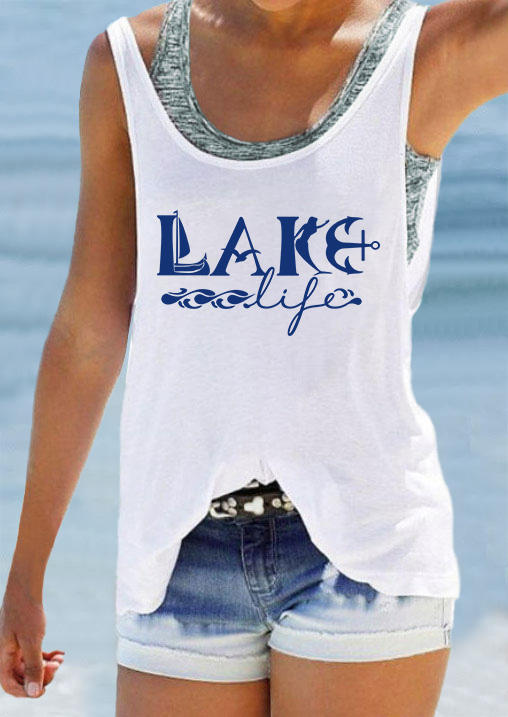 

Lake Life Scoop Neck Tank - White, SCM014194
