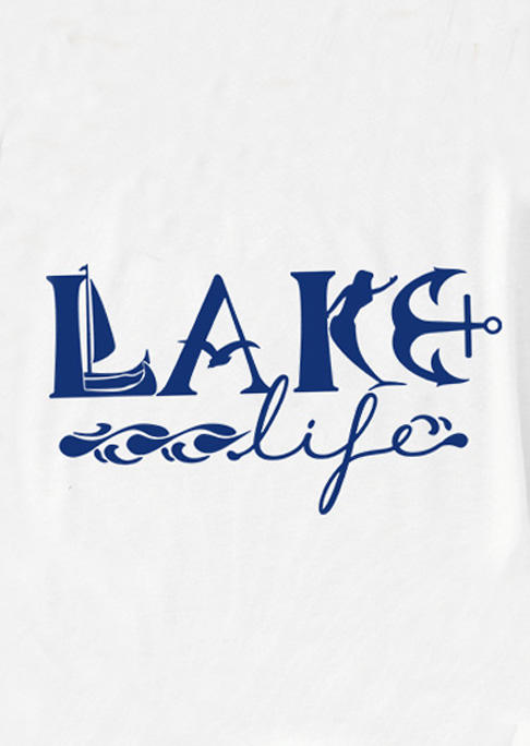 Lake Life Scoop Neck Tank - White
