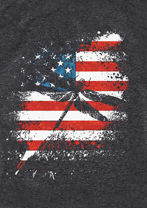Dragonfly American Flag O-Neck Racerback Tank - Dark Grey