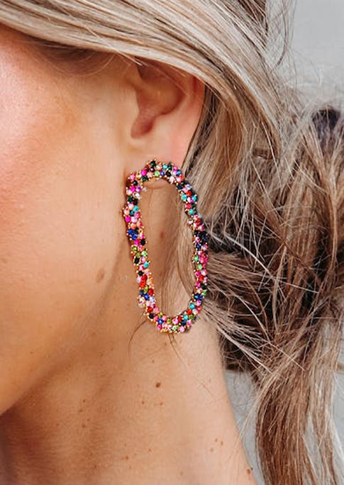 

Rhinestone Geometric Alloy Earrings, Multicolor, SCM014279