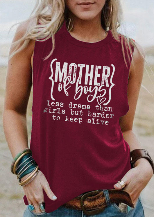 

Mother Of Boys O-Neck Tank - Burgundy, Red, SCM014463