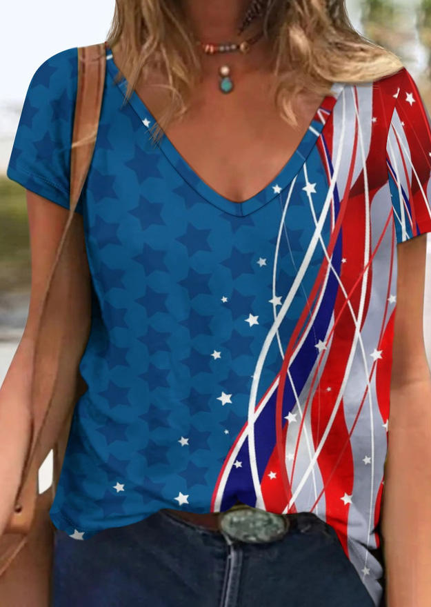 

American Flag Short Sleeve T-Shirt Tee, Multicolor, SCM014616