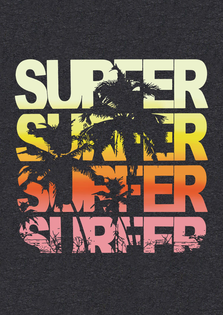 Surfer Coconut Tree Silhouette Tank - Dark Grey