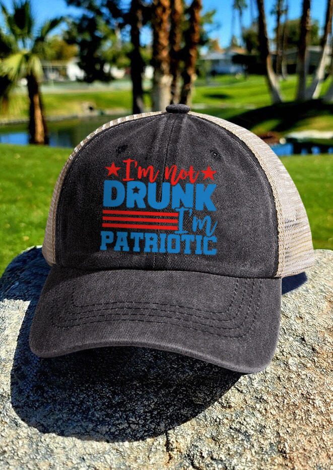 

I'm Not Drunk I'm Patriotic Mesh Baseball Cap, Black, SCM014328