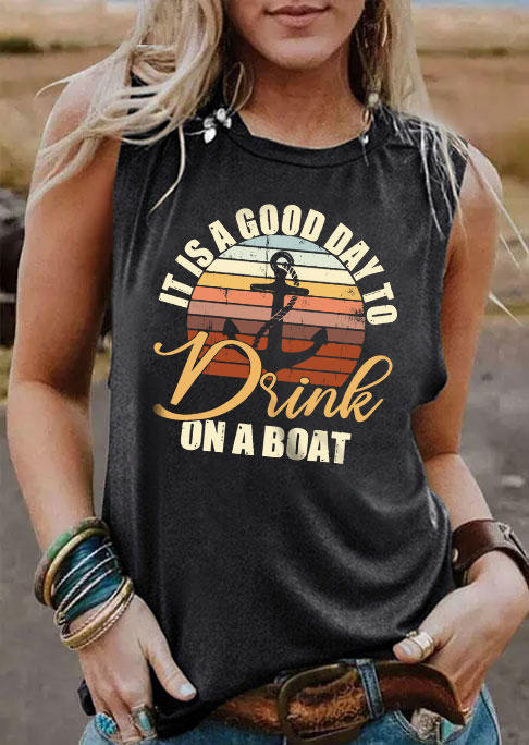 

It Is A Good Day To Drink On A Boat Anchor Tank - Dark Grey, Gray, SCM012717