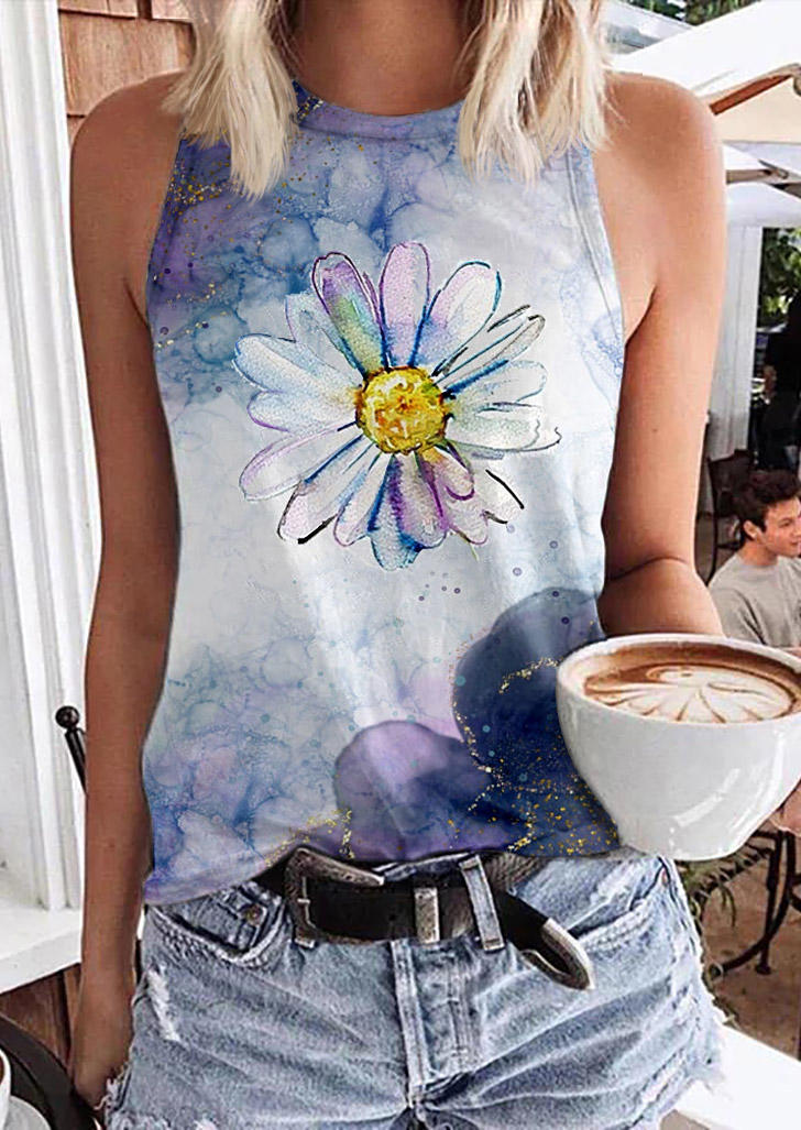 

Watercolor Daisy Casual Tank, Multicolor, SCM014338