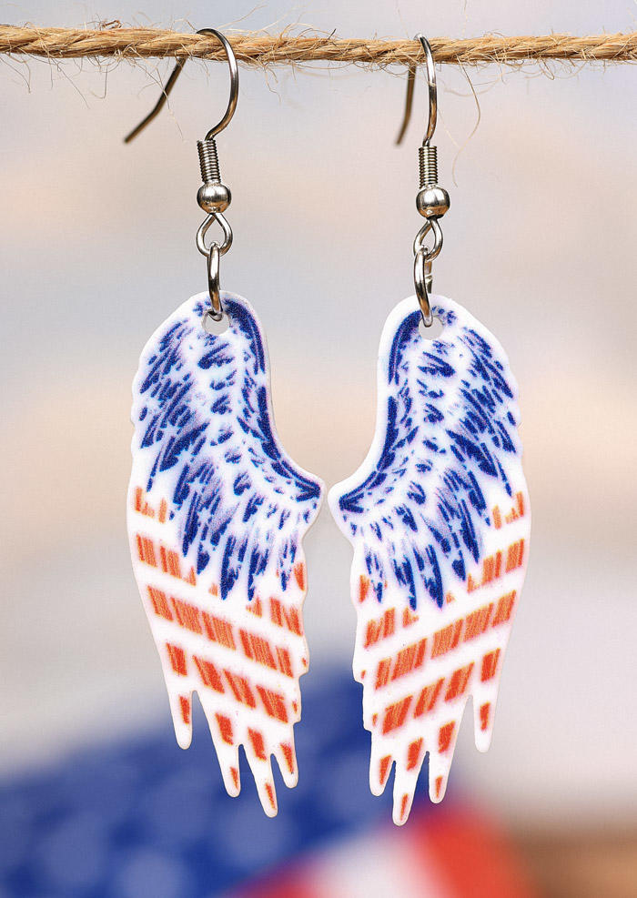 

American Flag Wing Earrings, Multicolor, SCM014389