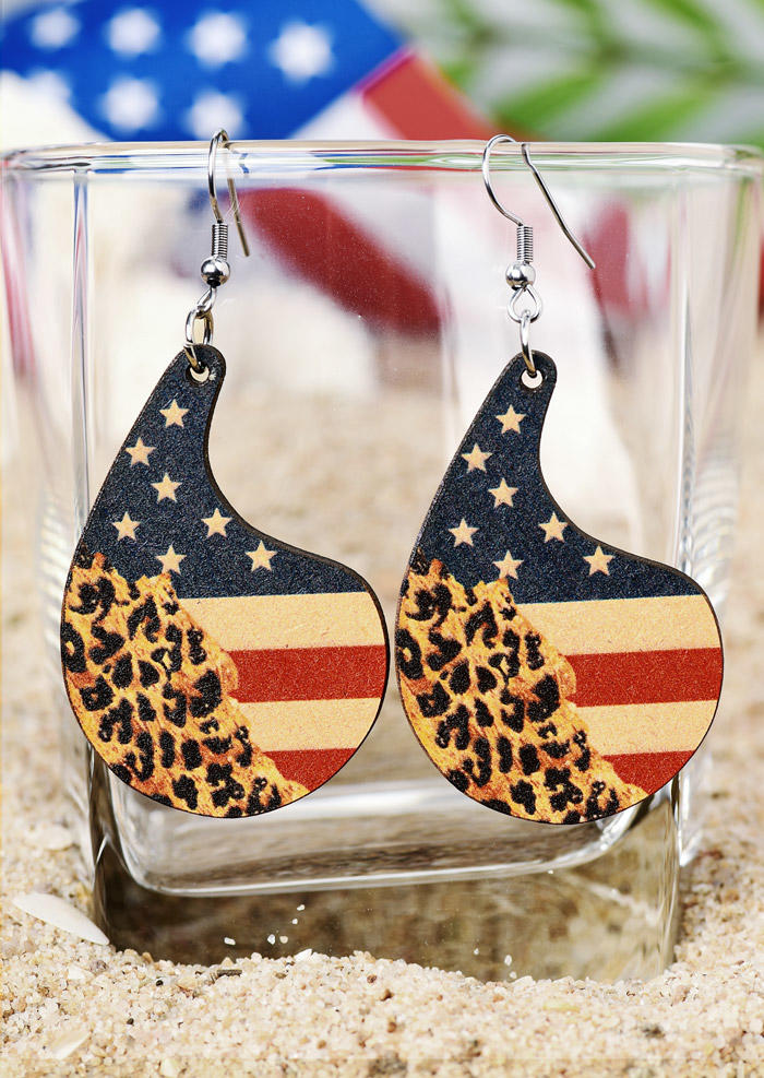 

Leopard Star Striped Hook Earrings, Multicolor, SCM014390