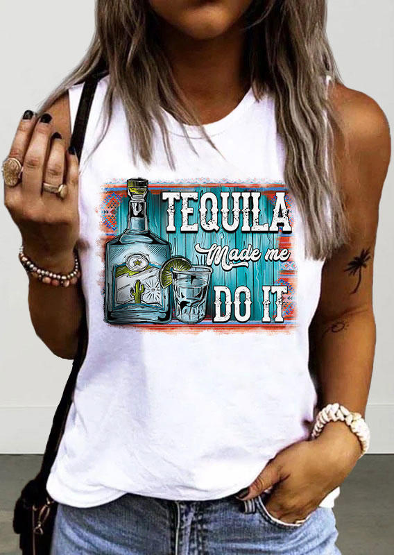

Tequila Made Me Do It Tank - White, SCM014582
