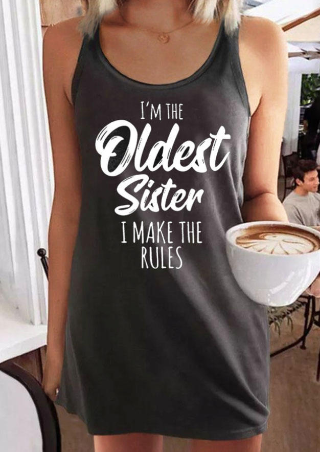 

I' The Oldest Sister I Make The Rules Mini Dress - Dark Grey, Gray, SCM013161