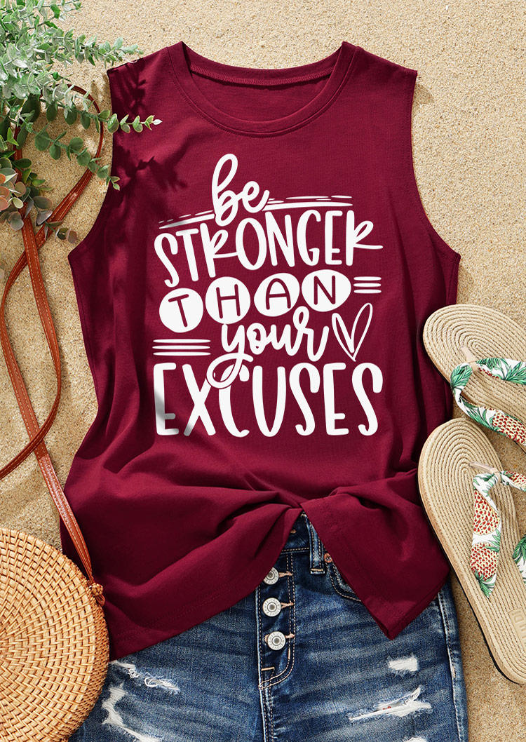 

Be Stronger Than Your Excuses Heart Tank - Burgundy, Red, SCM014717