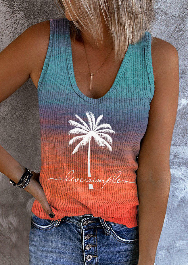 

Live Simple Gradient Coconut Tree Tank, Multicolor, SCM014780