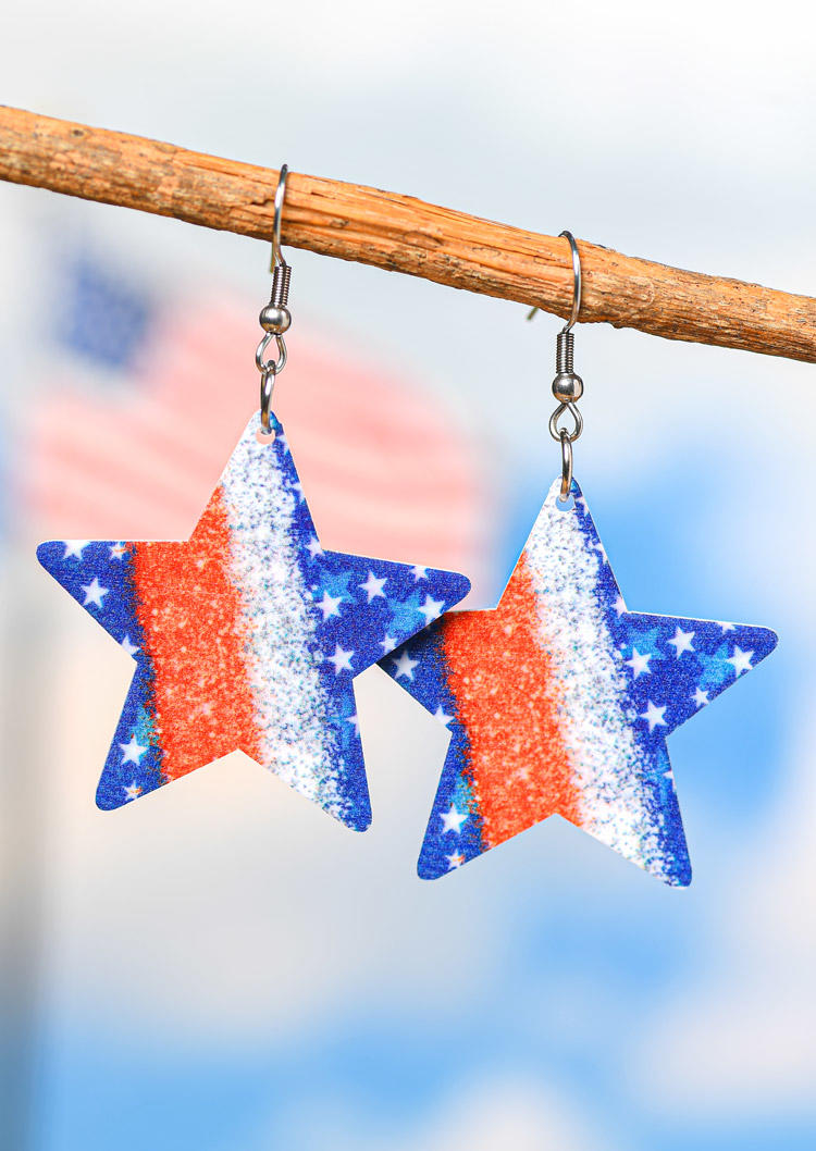 

Glitter Star Hook Earrings, Multicolor, SCM013917