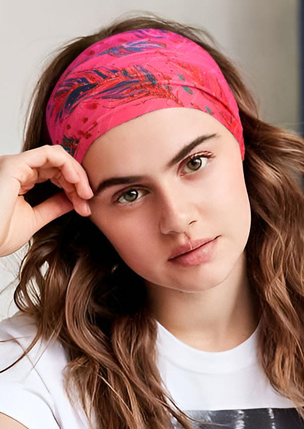 

Colorful Feather Sports Wide Headband, Multicolor, SCM013460