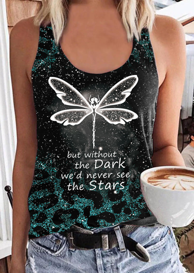 

But Without The Dark We'd Never See The Stars Dragonfly Leopard Tank, Multicolor, SCM014581