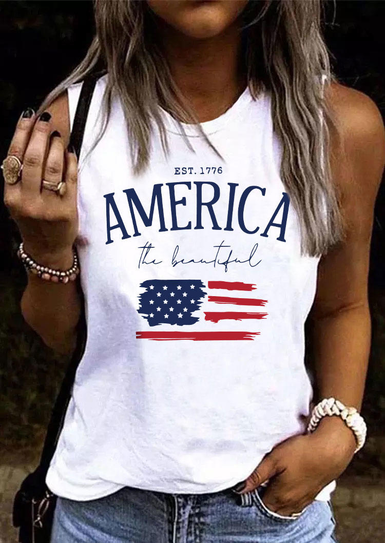 

1776 America The Beautiful O-Neck Tank - White, SCM014790