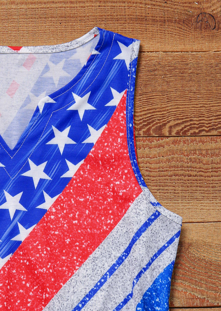 American Flag Glitter Notched Neck Tank
