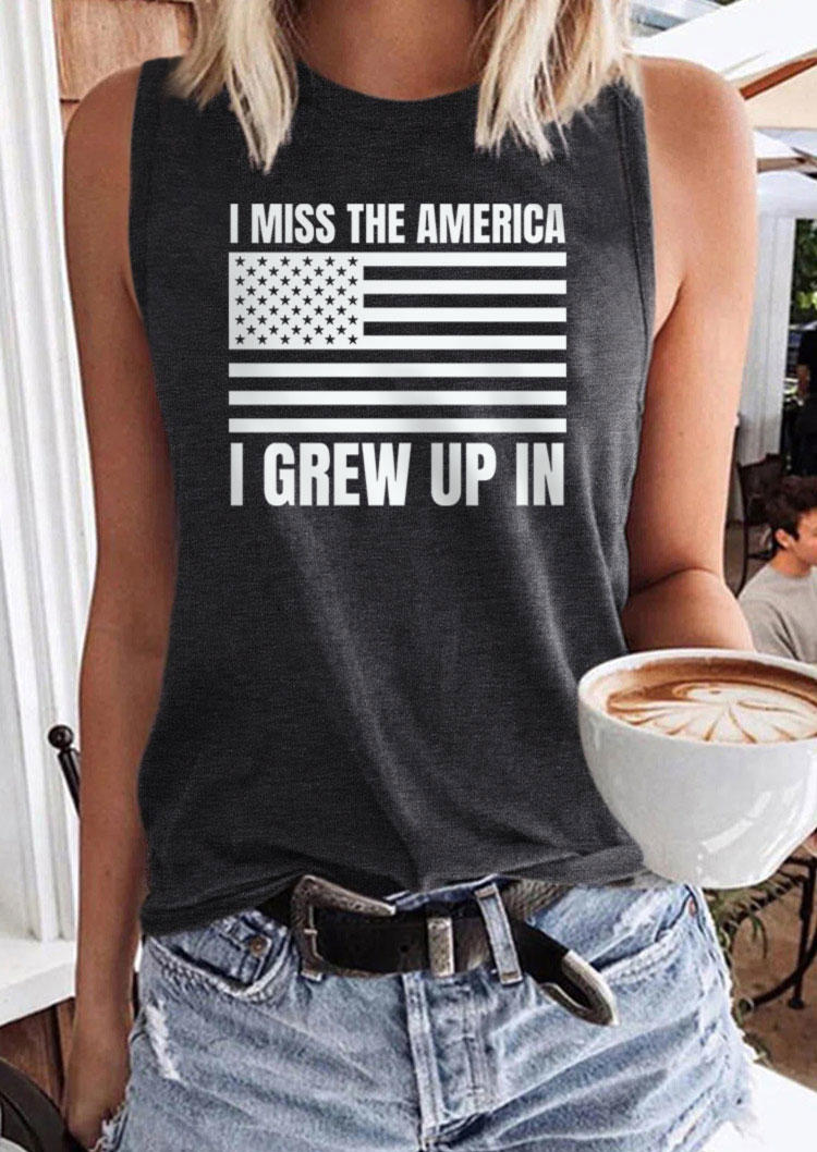 

I Miss The America I Grew Up In O-Neck Tank - Dark Grey, Gray, SCM014886