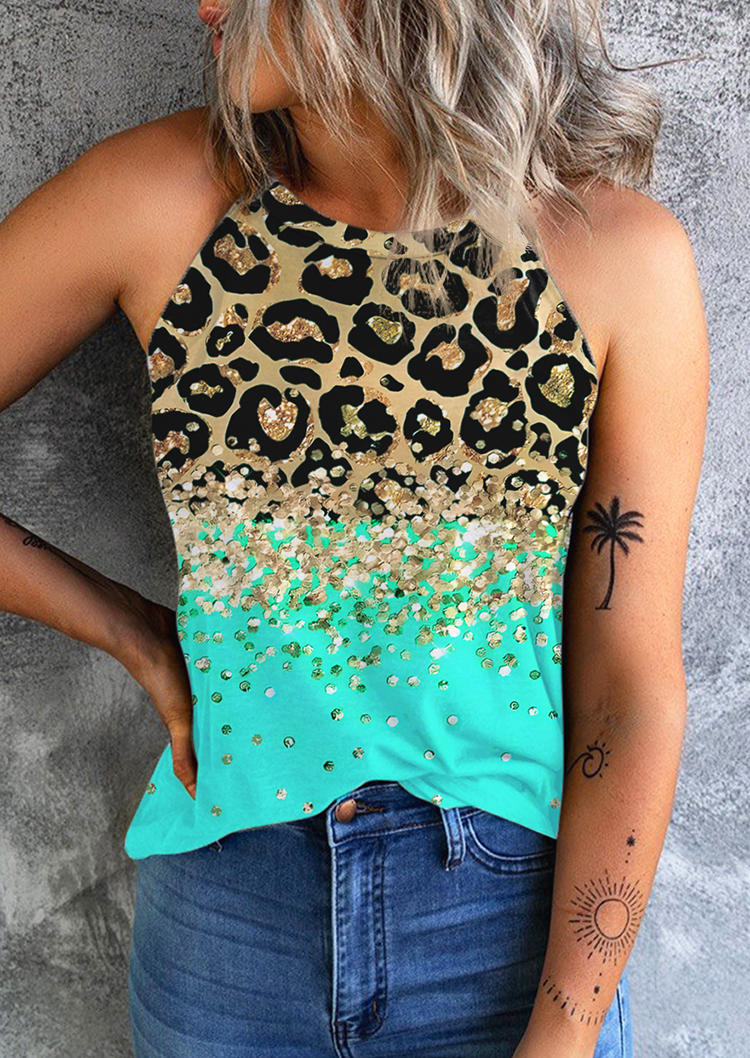 

Gradient Leopard O-Neck Tank, Multicolor, SCM014990