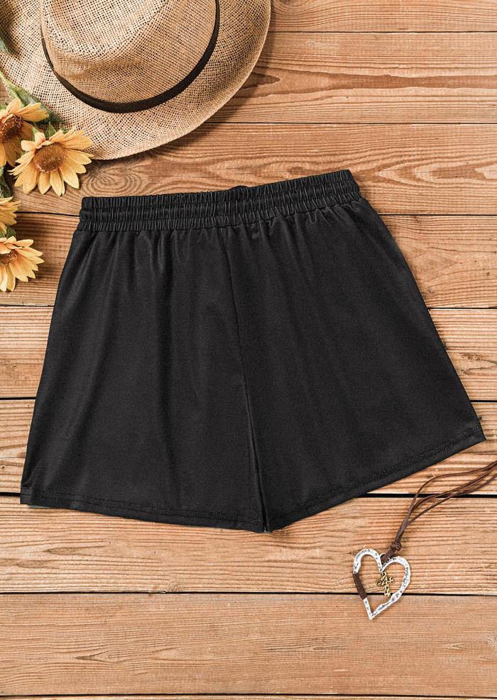Butterfly Pocket Drawstring Shorts - Black