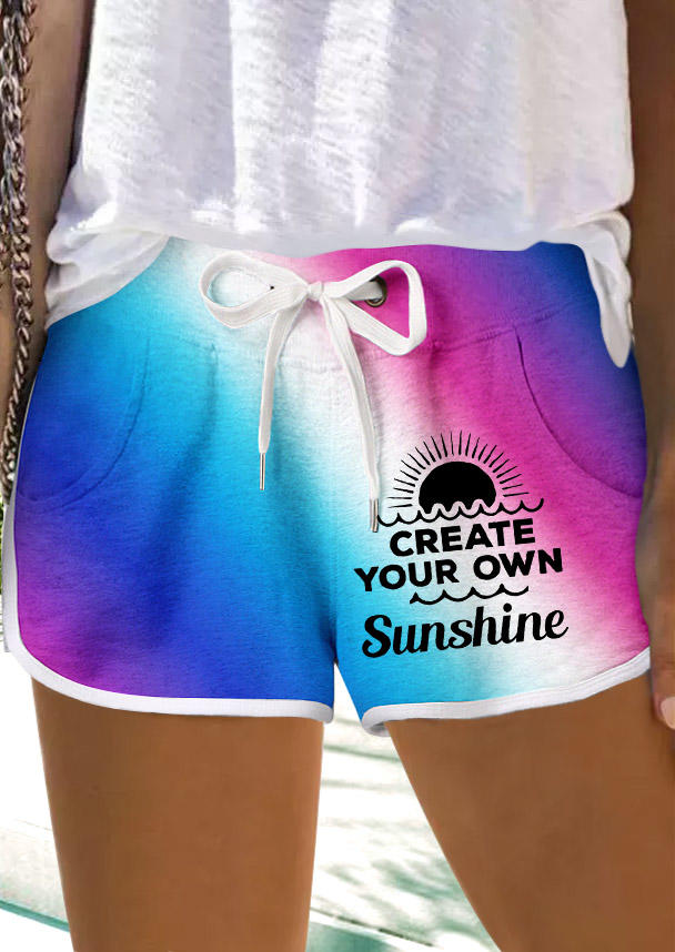 

Create Your Own Sunshine Gradient Drawstring Pocket Shorts, Multicolor, SCM014945
