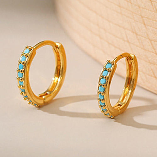 Turquoise Round Alloy Earrings