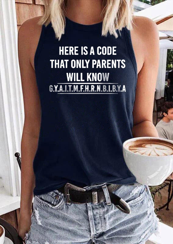 

Here Is A Code That Only Parents Will Know Tank - Navy Blue, SCM015053