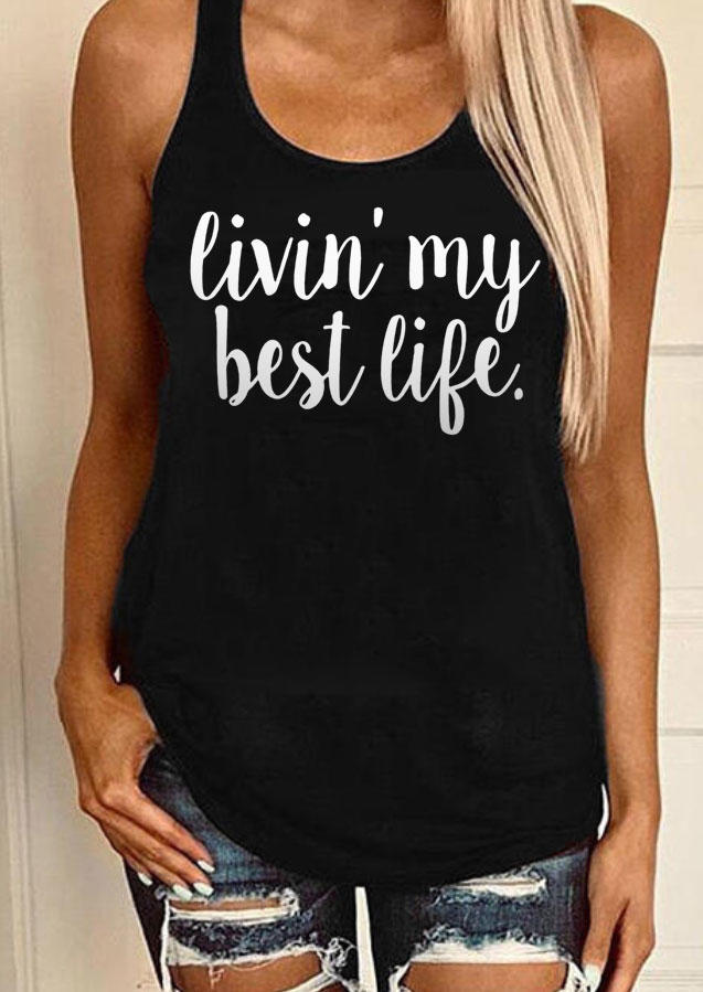 

Livin' My Best Life Racerback Tank - Black, SCM015057