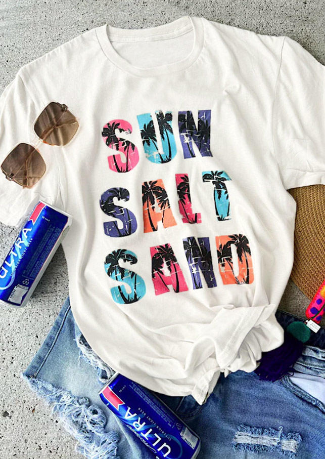 

Sun Salt Sand Coconut Tree T-Shirt Tee - White, SCM014880