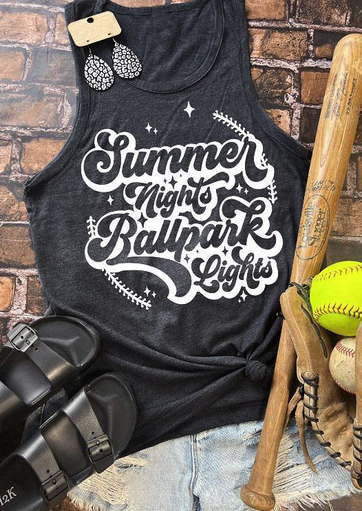 

Summer Night Ballpark Light Baseball Tank - Dark Grey, Gray, SCM014938