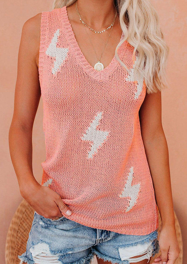 

Lightning Crochet V-Neck Tank, Multicolor, SCM014947