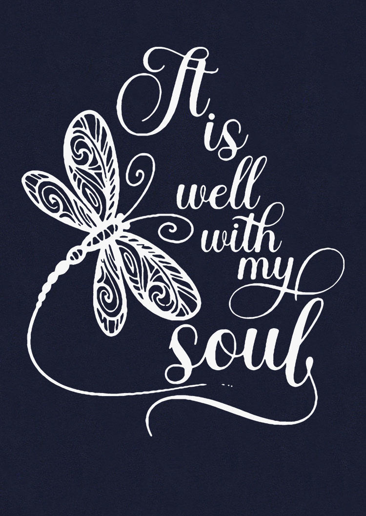 It Is Well With My Soul Butterfly Tank - Navy Blue
