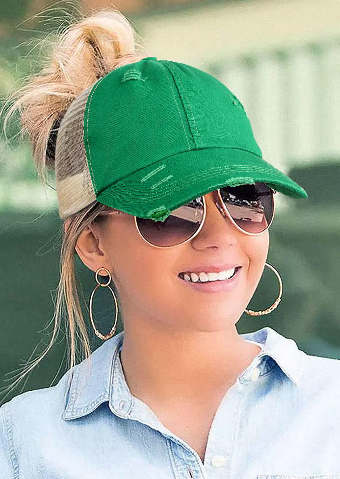 

Hollow Out Criss-Cross Mesh Ponytail Baseball Cap - Green, SCM014682