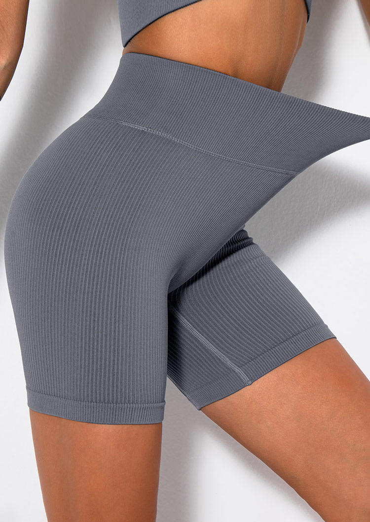 

High Waist Activewear Shorts - Gray, SCM014997