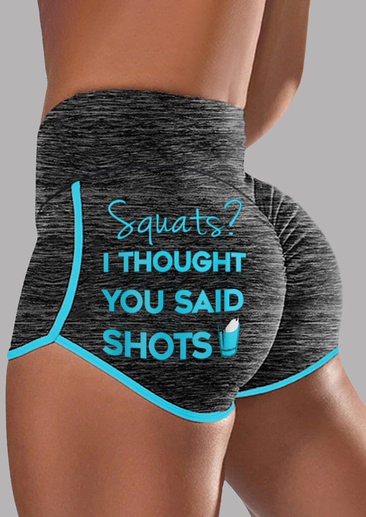 

Squats I Thought You Said Shots Activewear Shorts - Dark Grey, Gray, SCM015164