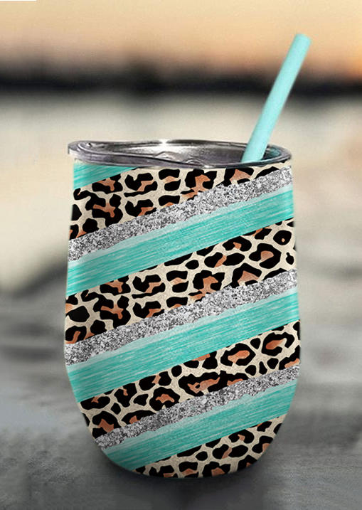 

Leopard Glitter Color Block Tumbler, Multicolor, SCM015205