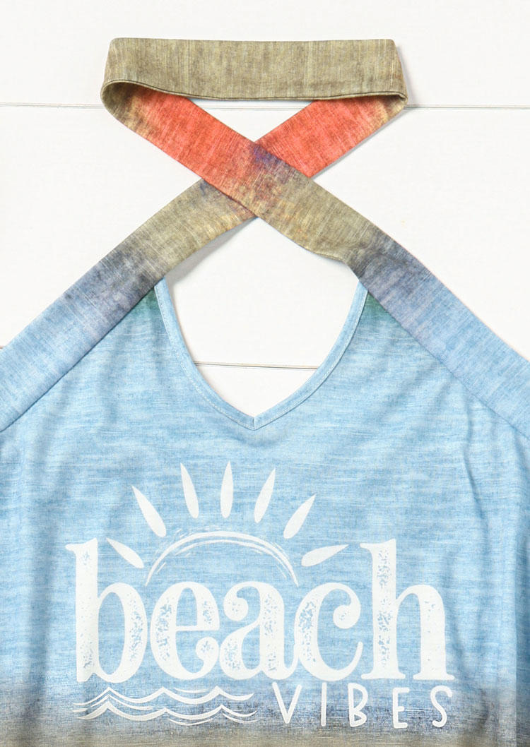 Beach Vibes Criss-Cross Tie Dye Tank