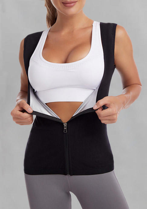 

Zipper Yoga Sports Activewear Tank Without Bra - Black, SCM014986