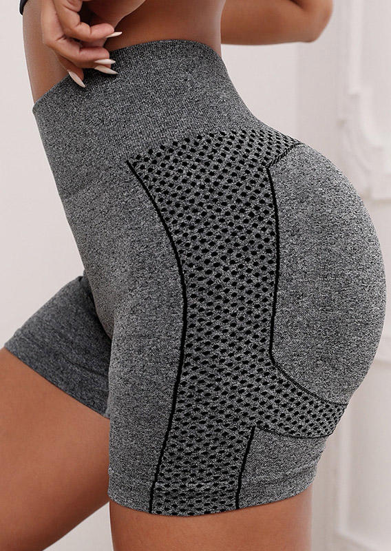 

High Waist Activewear Shorts - Gray, SCM015120