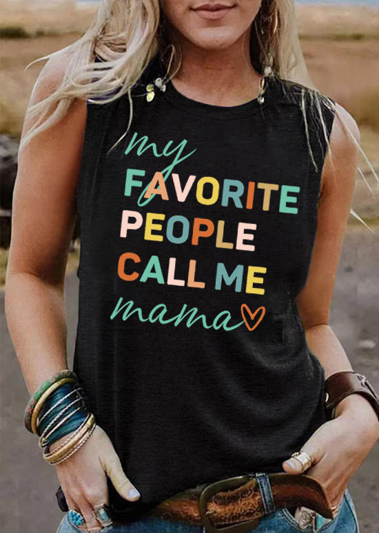 

My Favorite People Call Me Mama Tank - Black, SCM015230