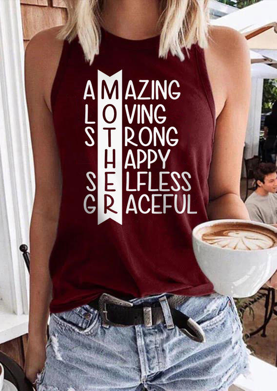 

Amazing Loving Strong Happy Selfless Graceful Mother Tank - Burgundy, Red, SCM015231