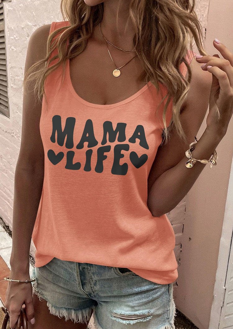 

Mama Life Heart O-Neck Tank - Orange, SCM015254