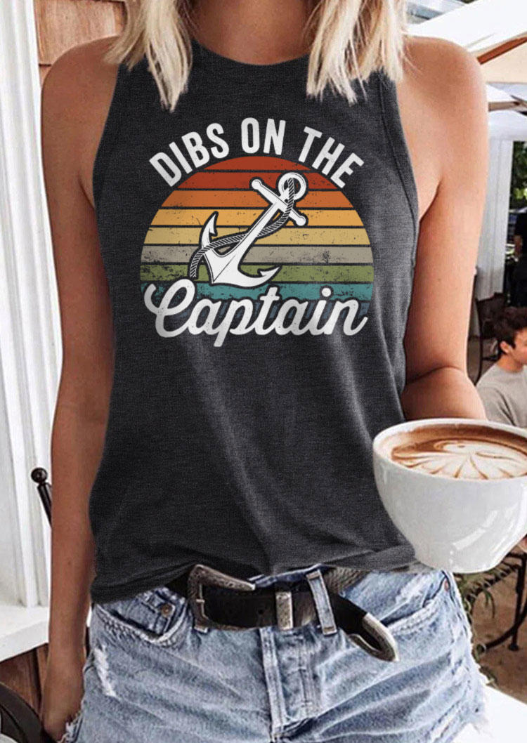 

Dibs On The Captain Anchor Racerback Tank - Dark Grey, Gray, SCM015299