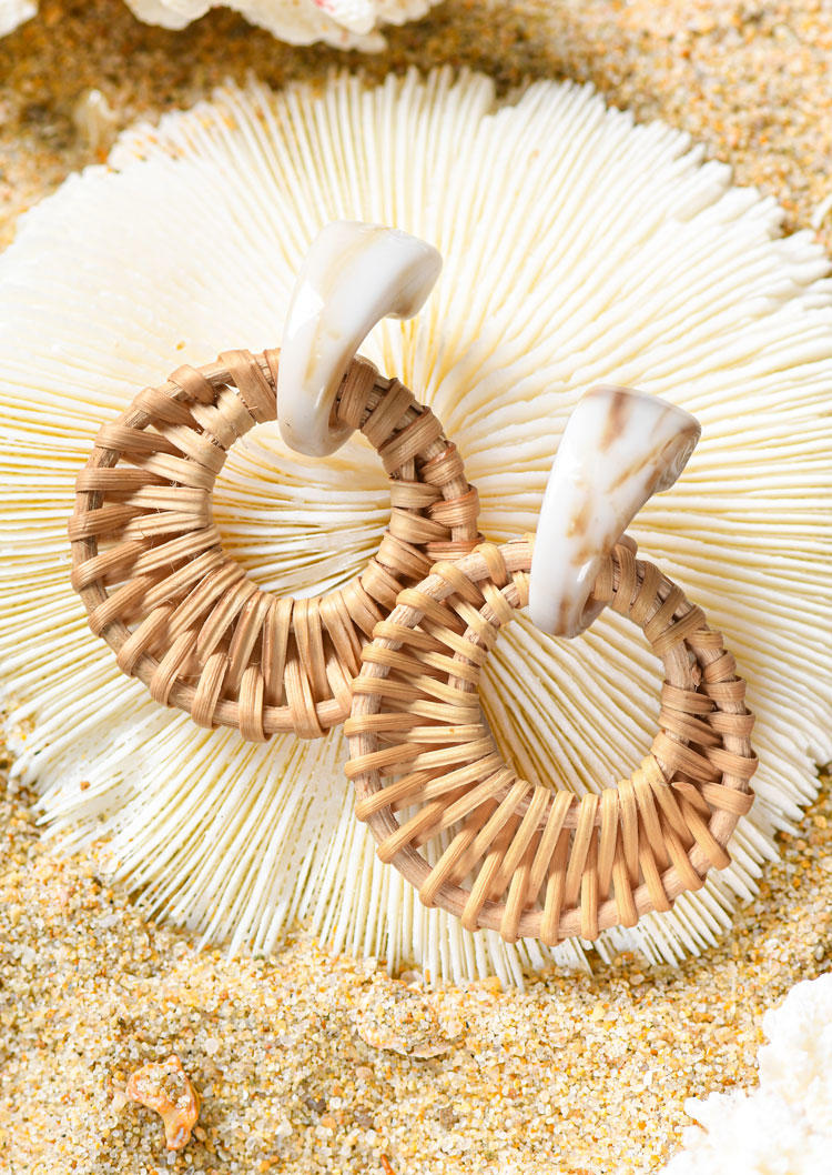 

Resin Straw Woven Vintage Earrings, Multicolor, SCM015067