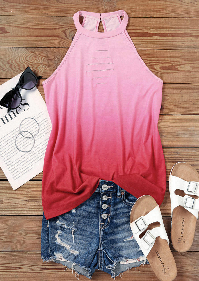 Gradient Cut Out Tank - Pink