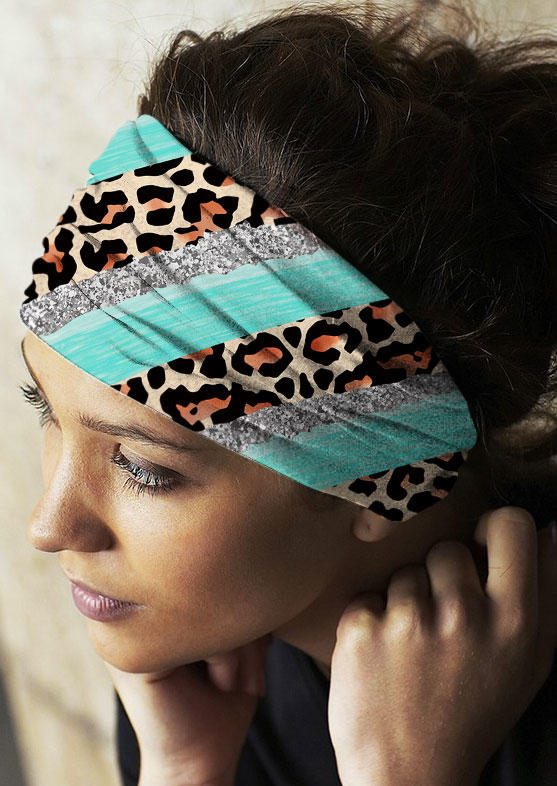 

Leopard Glitter Color Block Yoga Wide Headband, Multicolor, SCM015257