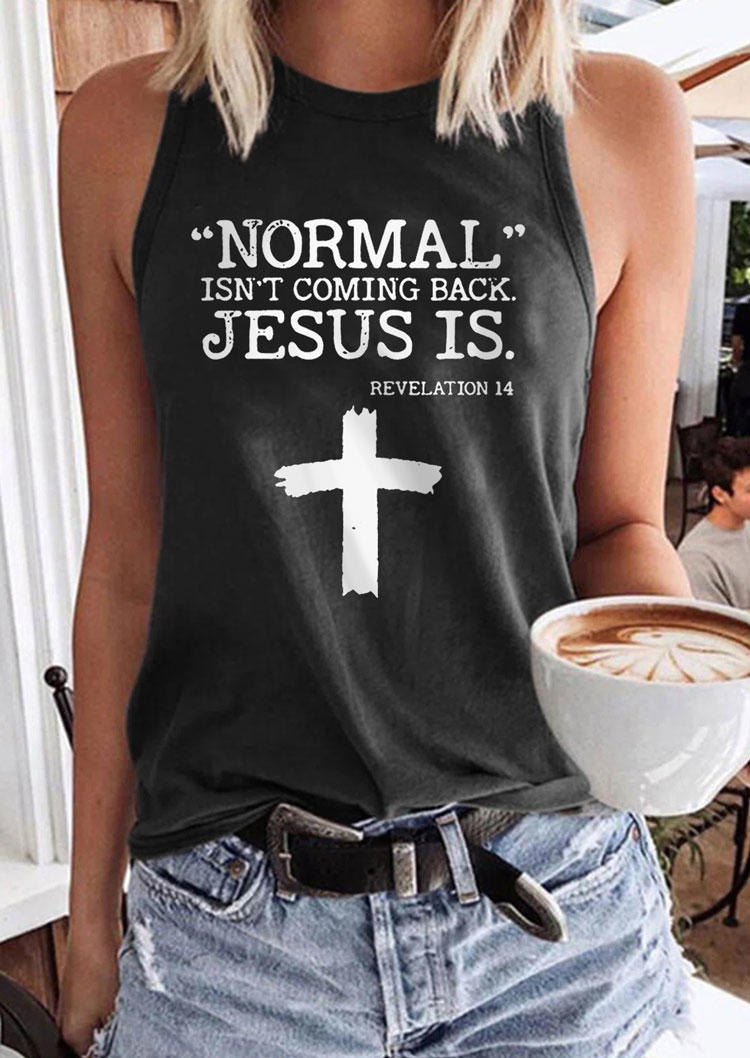 

Normal Isn't Coming Back Jesus Is Cross Tank - Dark Grey, Gray, SCM015364