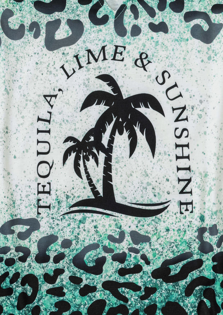 Tequila Lime And Sunshine Coconut Tree Leopard Gradient Tank - Cyan